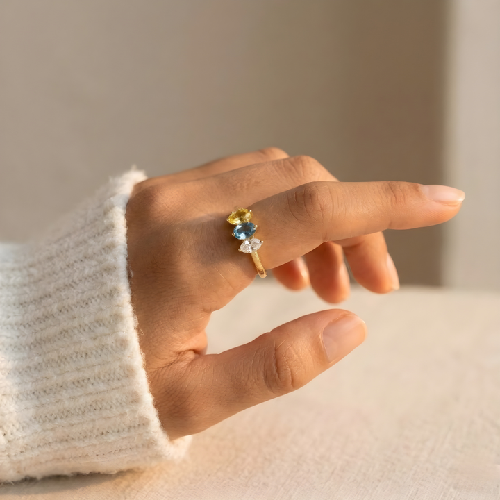 Anillo Mamá con Piedras de Nacimiento