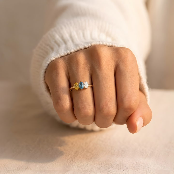 Anillo Mamá con Piedras de Nacimiento