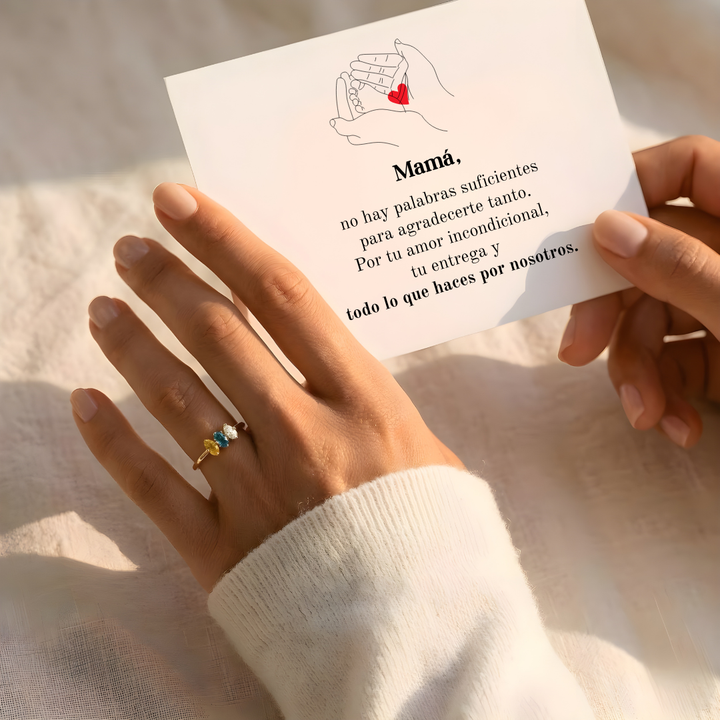 Anillo Mamá con Piedras de Nacimiento